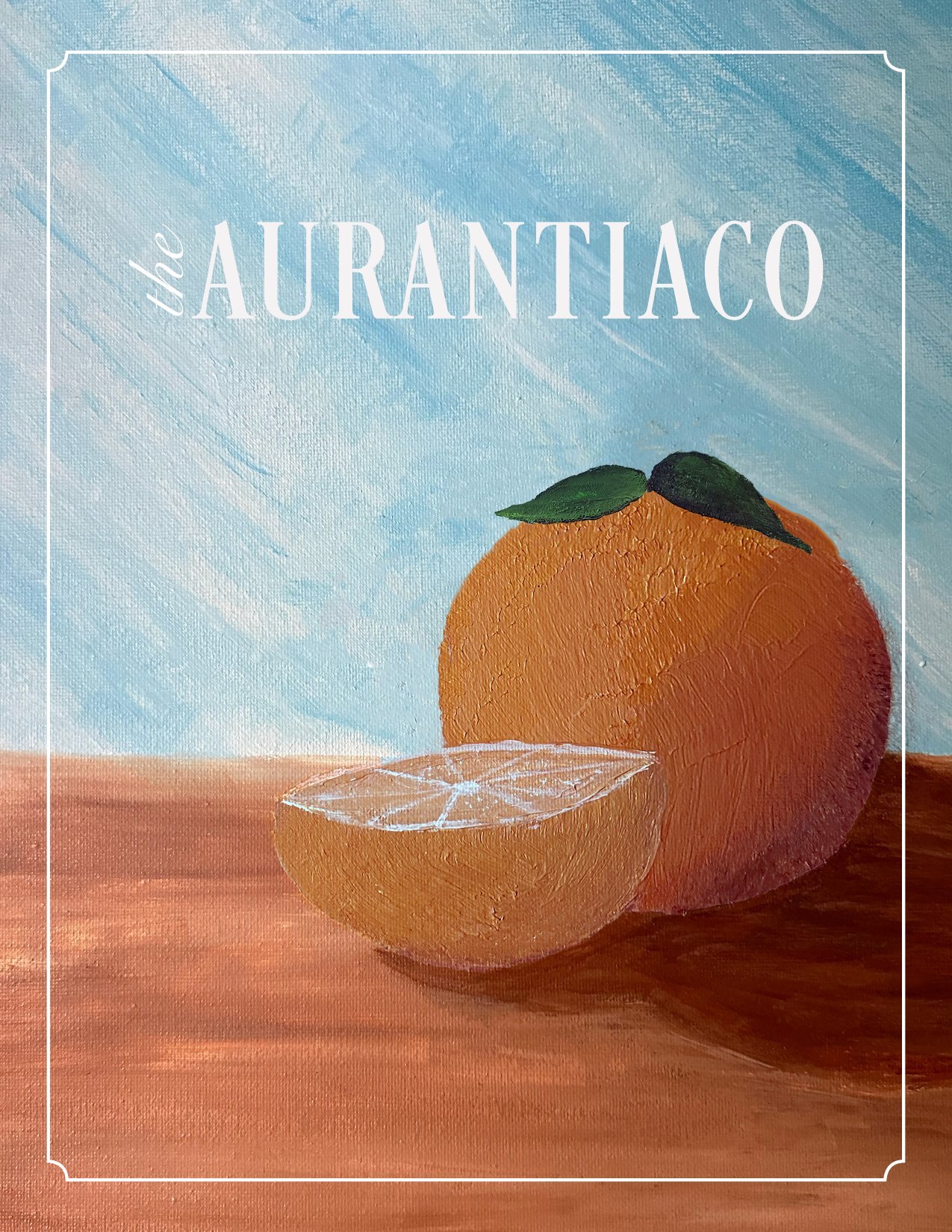 The Aurantiaco 2024 cover with an illustrated orange
