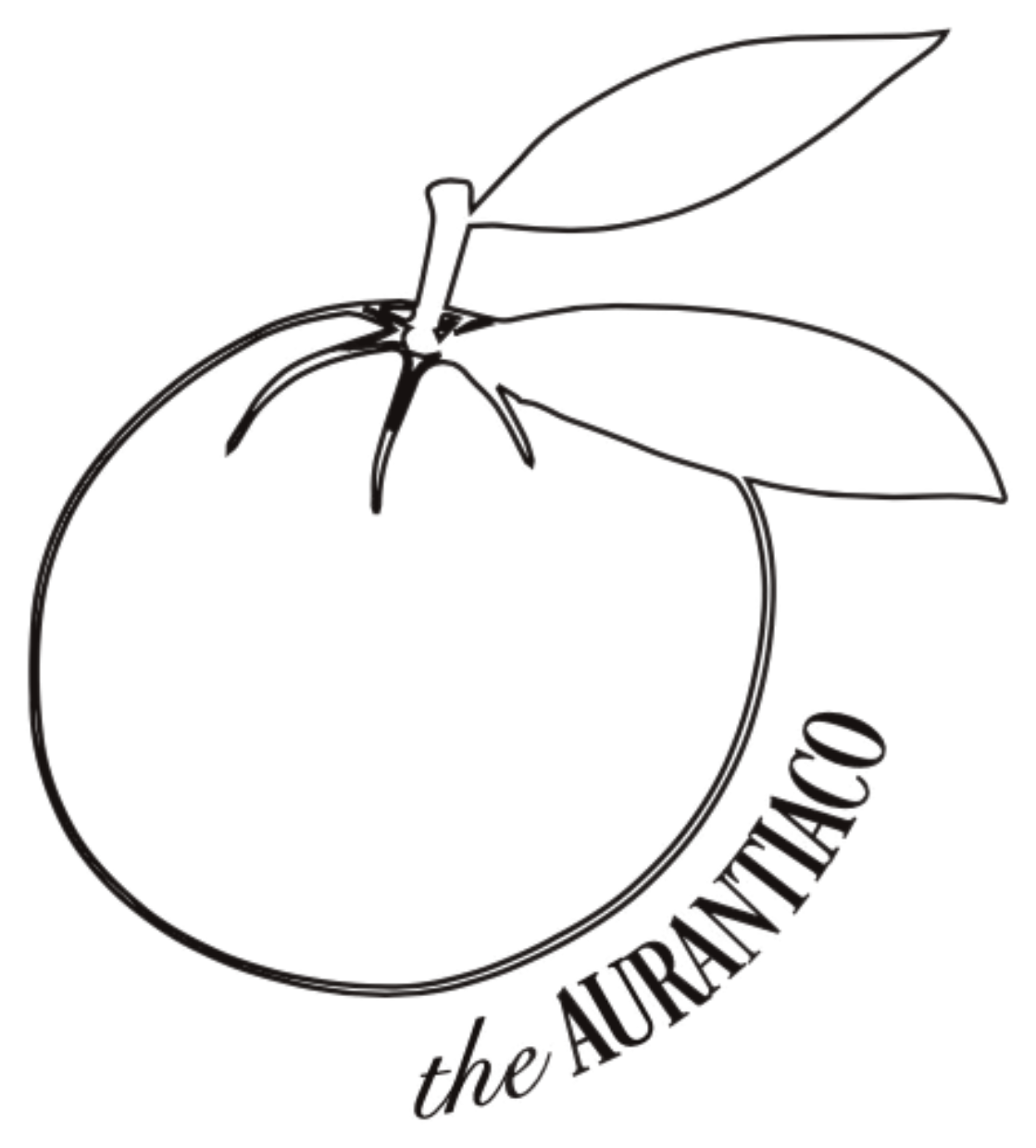 The Aurantiaco hand-drawn orange mark with curved wordmark