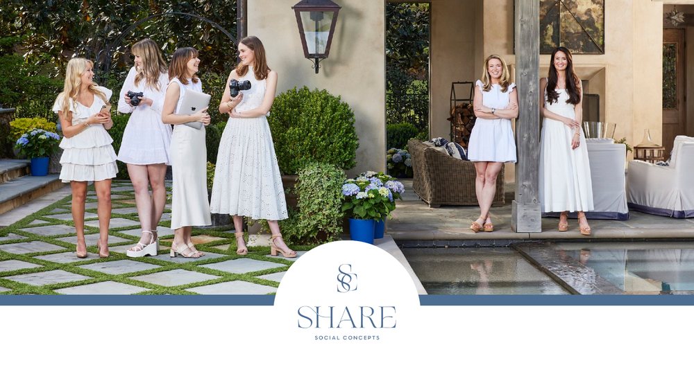SHARE brochure cover with the team photographed in a garden and the SHARE logo