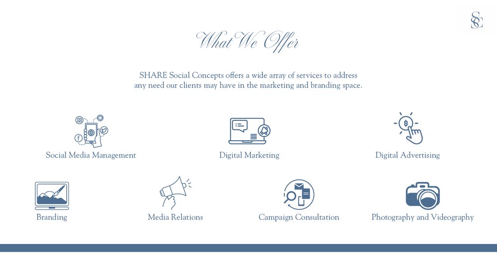 Brochure What We Offer page with service icons