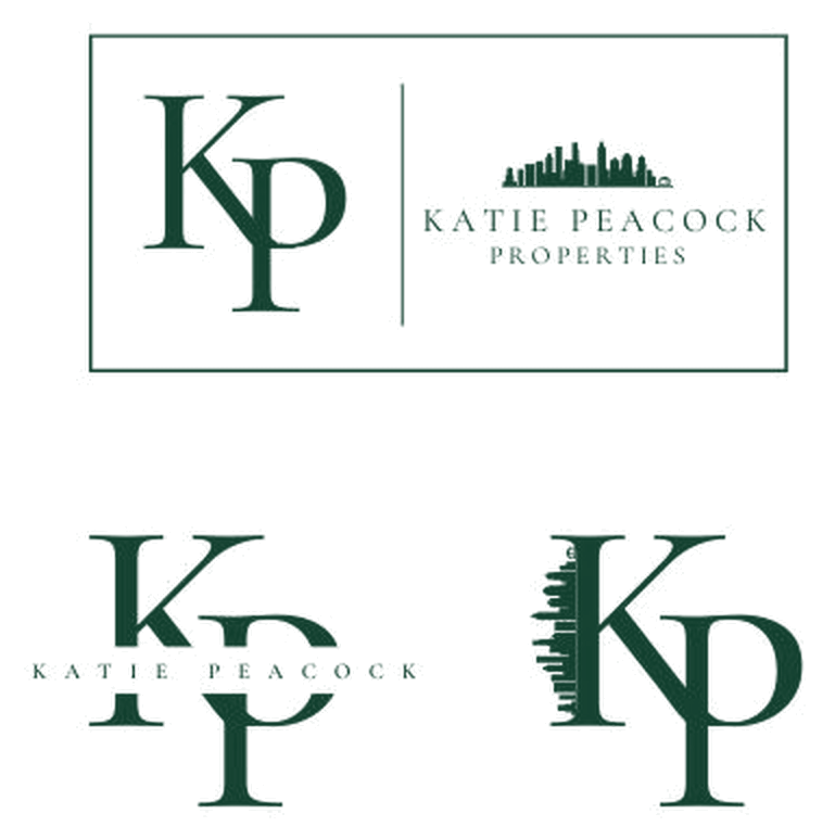 Katie Peacock Properties logo suite in green