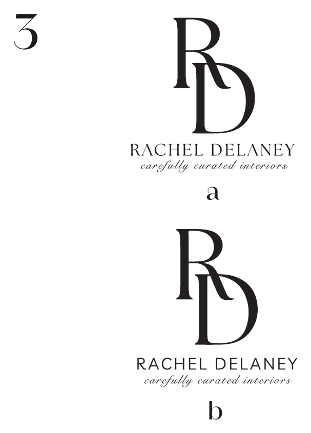 Rachel Delaney concept with a stacked R and D monogram